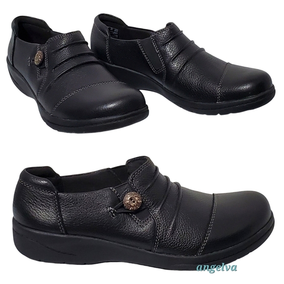 New Clarks collection cheyn inca ultimate comfort slip on loafers black leather - Picture 3 of 16